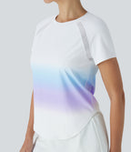 SoftlyZeroTM QuickDry Round Neck Short Sleeve Gradient Running Sports Top