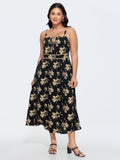 Floral Print Keyhole Neckline Maxi Dress
