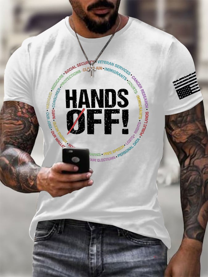 🔥Buy 3 Get 15% Off🔥Men'S Retro Hands Off Protest Print T-Shirt