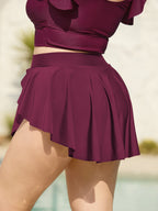 Layered Hips Coverage Slit Swim Skirt