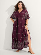 Surplice Neck Split Side Pockets Maxi Dress