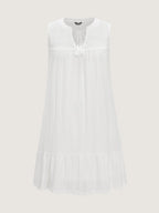 Lace Trim Notched Collar Tassel Mini Dress