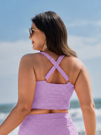 Cut-Out Front-Tie Textured Bikini Top