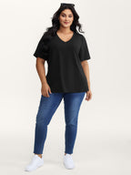 Stretchy V-Neck Solid T-Shirt