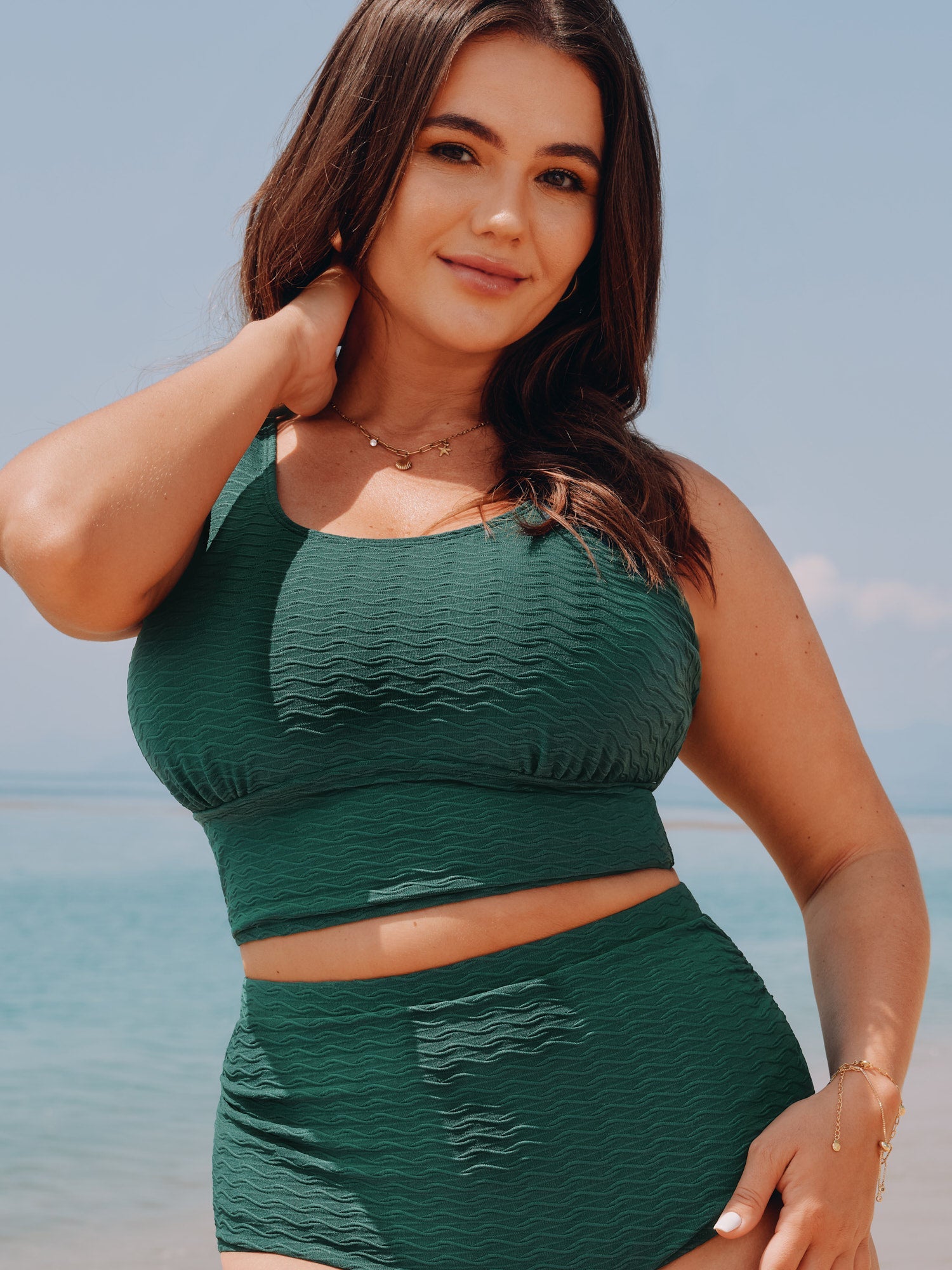 Textured Triangular Waist Bikini Top