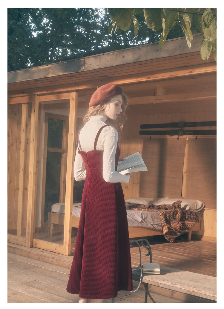 Vintage Knitted Top & Red Dress Set