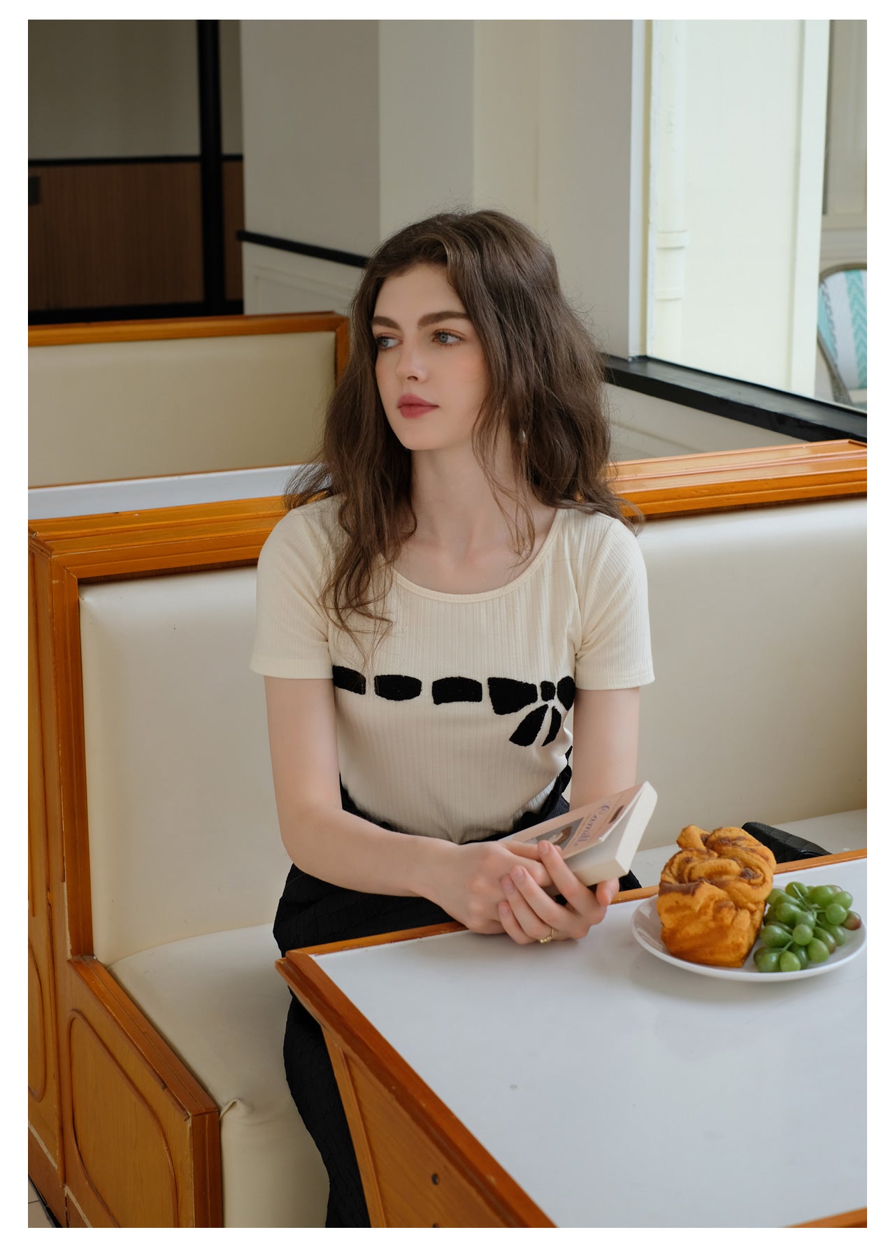 Knitted Bow Shirt + Jacquard Skirt