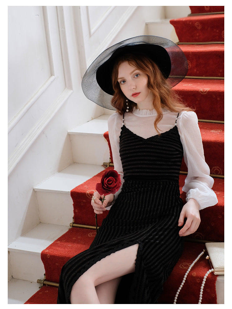 Chiffon Top & Velvet Slip Dress