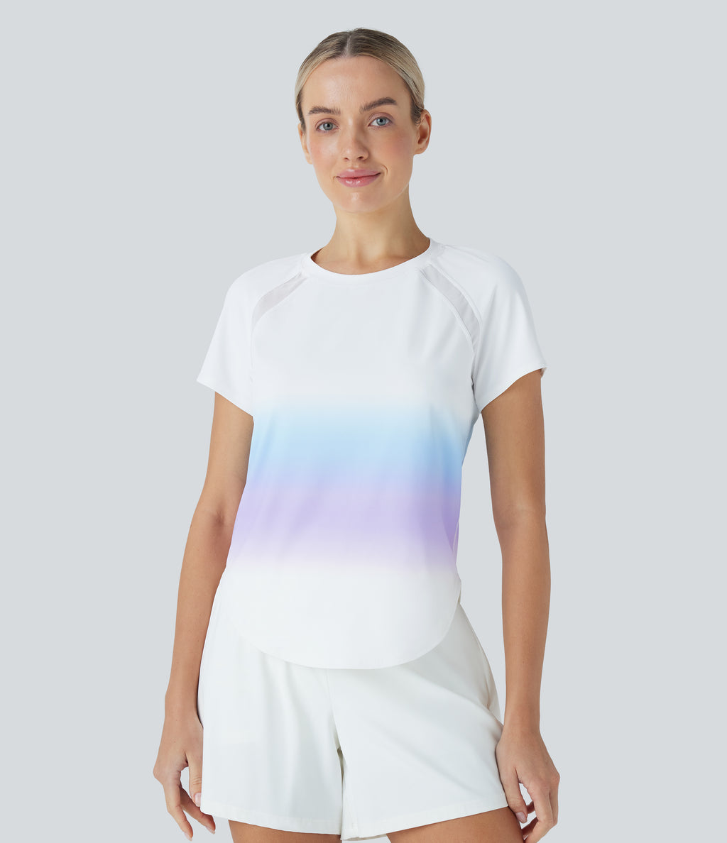 SoftlyZeroTM QuickDry Round Neck Short Sleeve Gradient Running Sports Top