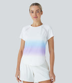 SoftlyZeroTM QuickDry Round Neck Short Sleeve Gradient Running Sports Top