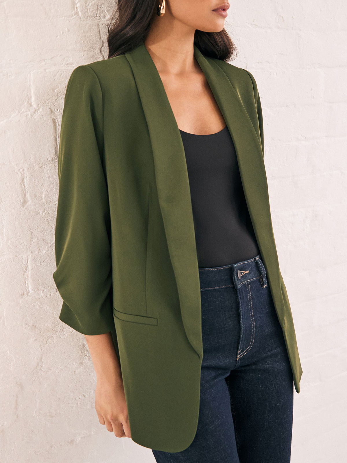 Loose Pleated Sleeve Suit Jacket