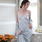 Stimulated Silk Lace 2pcs Nightgown Set