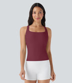 SoftlyZeroTM Airy Square Neck Cropped Cool Touch Running Tank Top-Longer Length-UPF50+