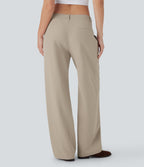 Quick Dry Low Rise Inside Drawstring Straight Leg Casual Pants with Pockets-UPF 40+