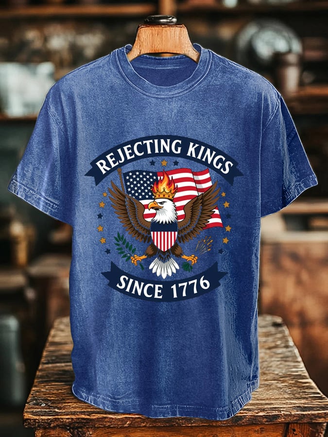 🔥Buy 3 Get 15% Off🔥Men's “Rejecting Kings Since 1776” Print T-Shirt