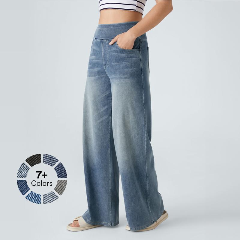2026🔥FlexTM High Waisted Multiple Pockets Washed Stretchy Knit Casual Bootcut Jeans