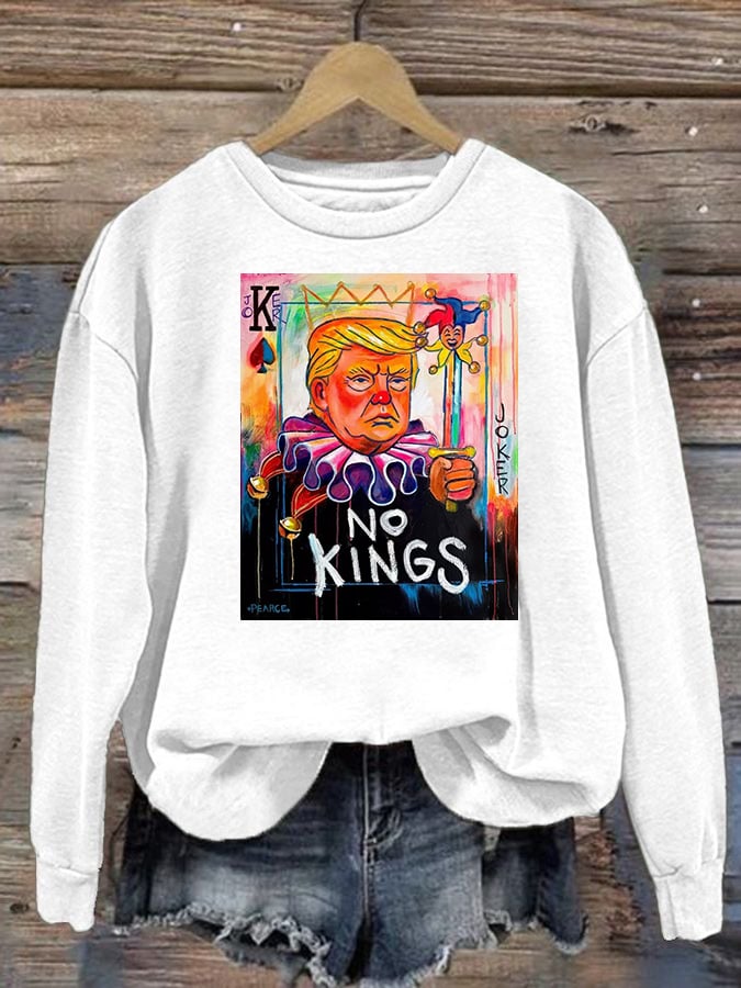 Women's   No Kings In America Print Casual  Sweatshirt