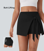 SoftlyZeroTM QuickDry High Waisted Butt Lifting Tie Front 2-in-1 Mini Yoga Skirt with Pocket