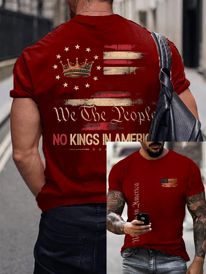 🔥Buy 3 Get 15% Off🔥Men's “We The People No Kings In America” Printed T-shirt