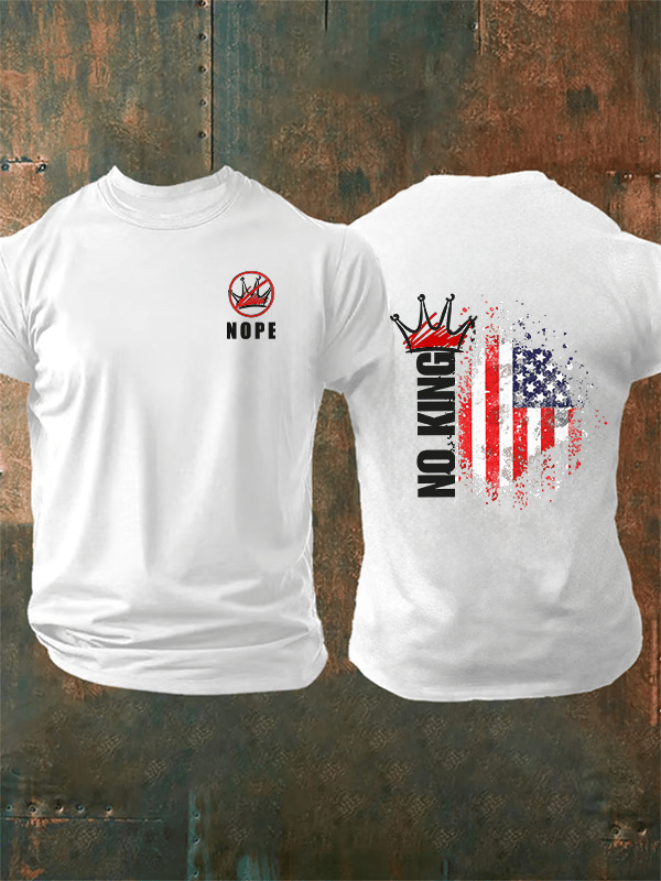 🔥Buy 3 Get 15% Off🔥Men's  NOPE No King American Flag Print T-Shirt