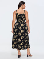 Floral Print Keyhole Neckline Maxi Dress