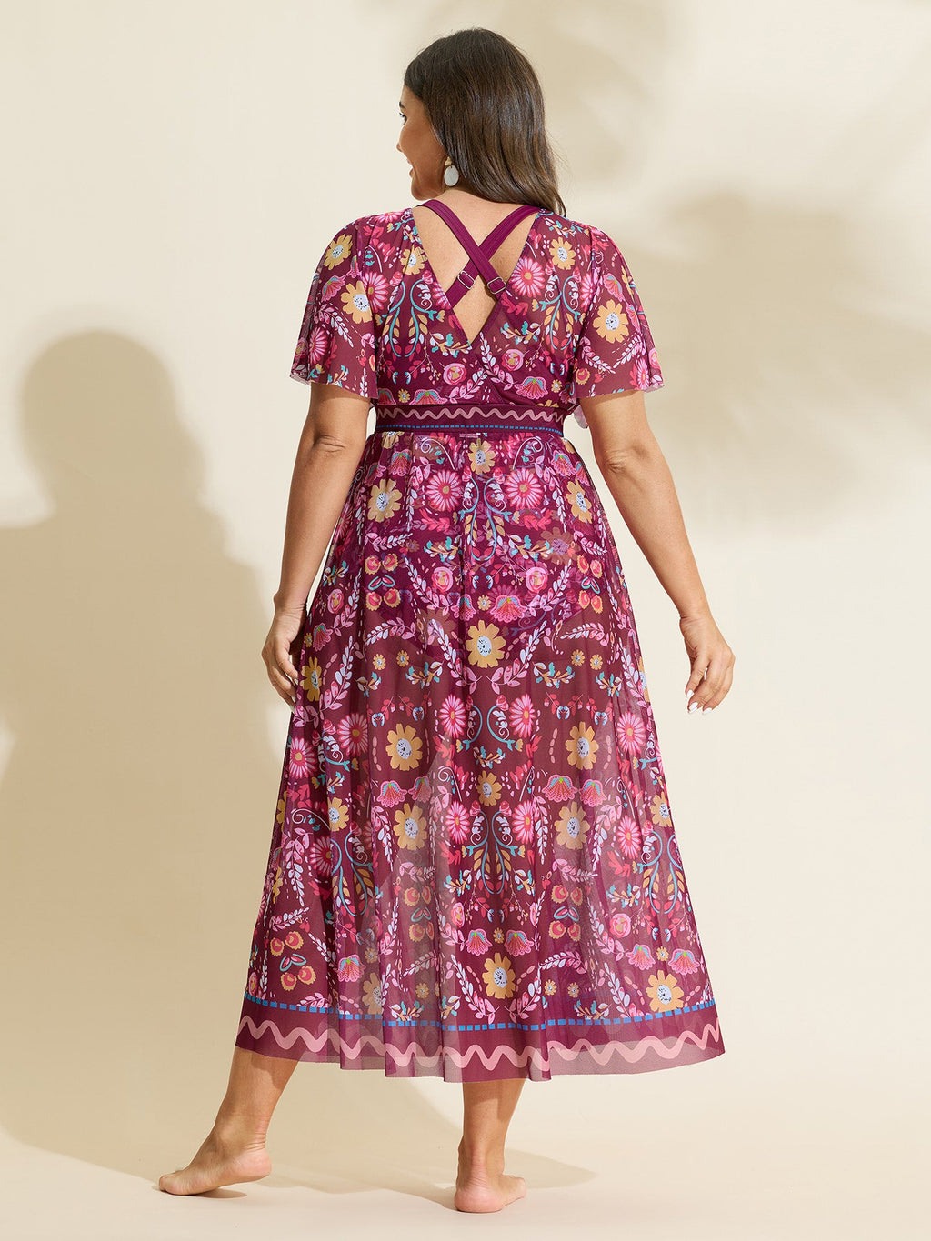 Sarong Two-Piece Tummy-Control One-Piece Swimsuit