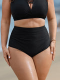 High Rise Ruched Plain Bikini Bottoms