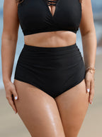 High Rise Ruched Plain Bikini Bottoms