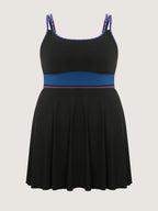 Anti-Float Tie Lace Pockets Swim Dress