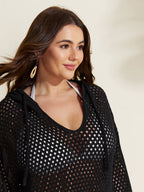 Striped Cut-Out Hooded Swim Cover-Up