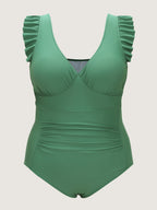 Tummy-Control Flutter Sleeve One-Piece Swim