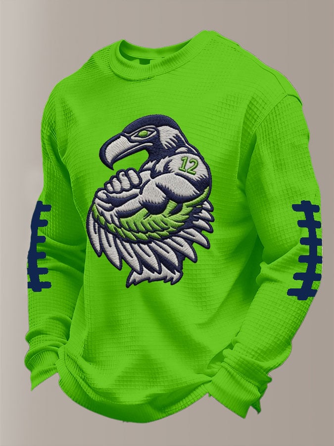 Men's Football Waffle Fabric Long-sleeved T-shirt