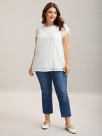 Textured Sheer Lined Flutter Sleeve Blouse