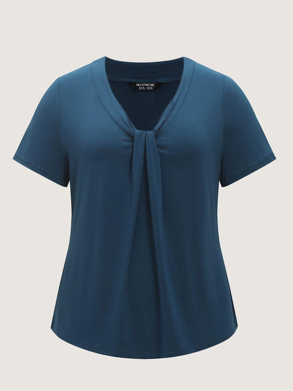 Stretchy Knotted Draped Neckline Blouse