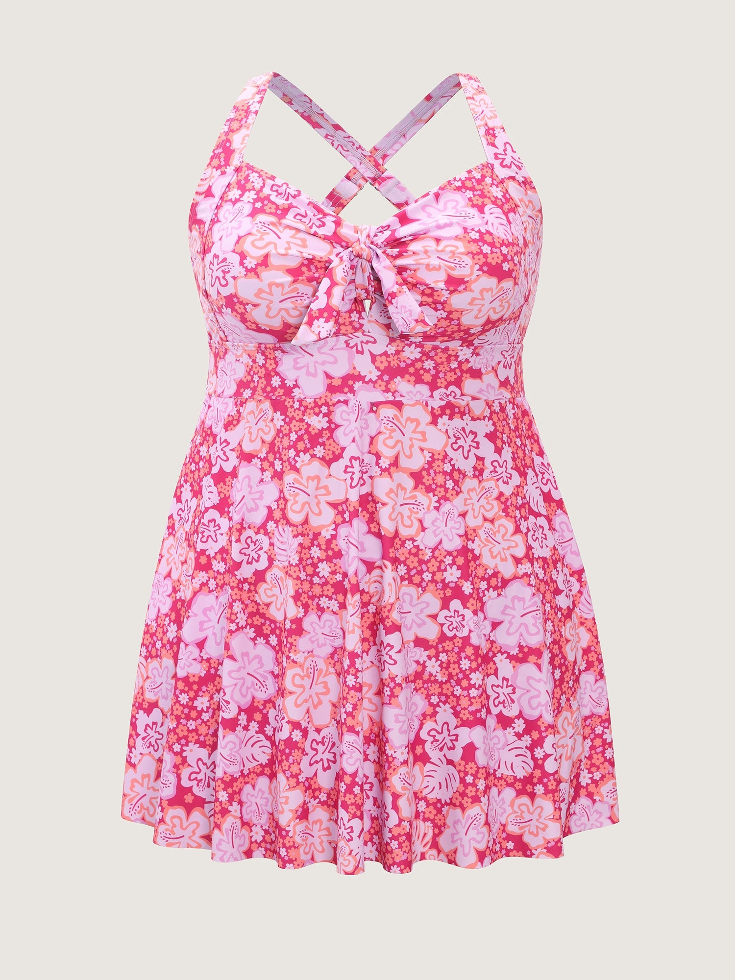 Paradise Floral Print Knotted Front Swim Dress