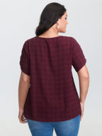 Textured Color Contrast Petal Sleeve Blouse