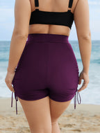 Ruched Adjustable Drawstring Pocket Slim Swim Shorts