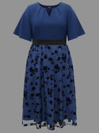 Floral Embroidered Mesh keyhole Dress