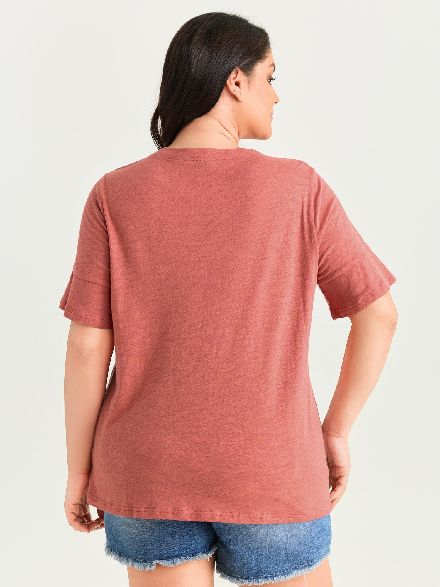 Cotton Floral Print Round Neck T-Shirt