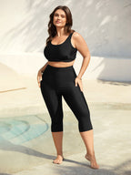 Mid Rise Cropped Tight Swim Pants