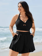 Ruffled Hem Pockets Swim Shorts