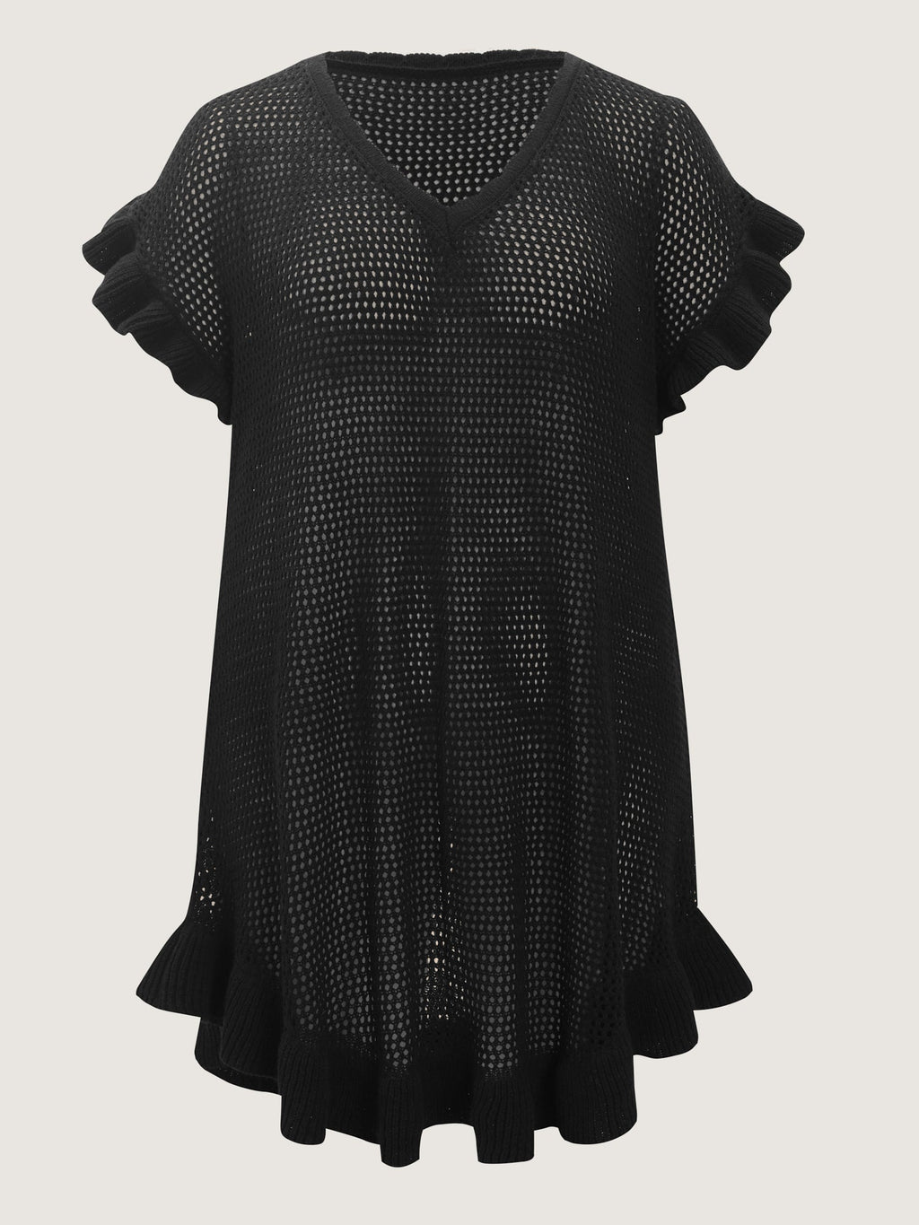 Cut-Out Ruffled Sleeve Swim Cover-Up