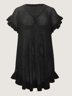 Cut-Out Ruffled Sleeve Swim Cover-Up