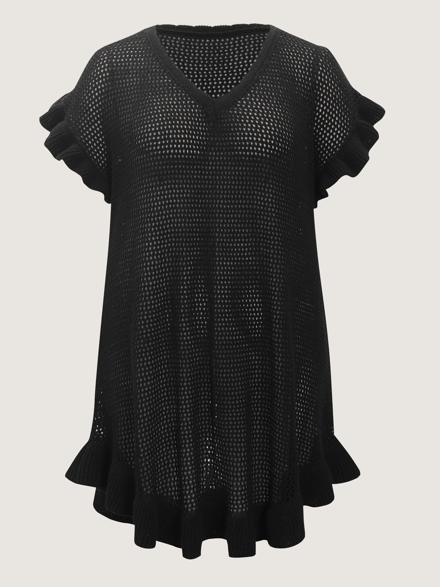 Cut-Out Ruffled Sleeve Swim Cover-Up