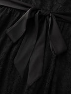 Sensational Lace Stretchy Waist Tie Midi Dress