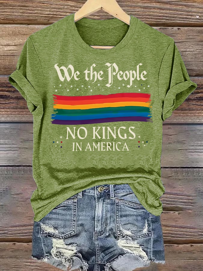 🔥Buy 3 Get 15% Off🔥Women's  We the People NO KINGS IN AMERICA  Printed Casual T-Shirt