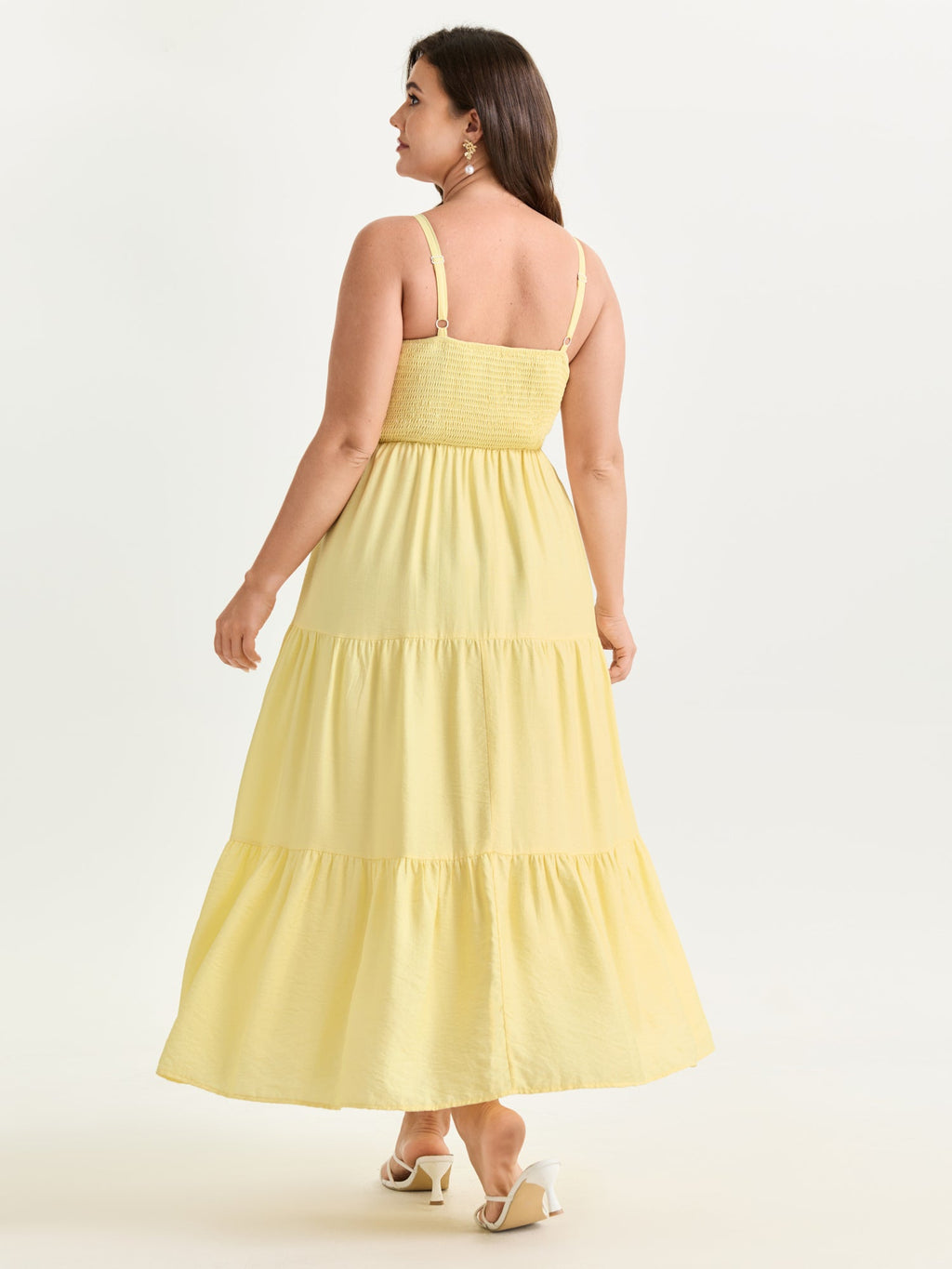 Ruched Bodice Tiered Flowy Maxi Dress