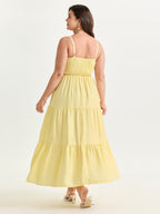 Ruched Bodice Tiered Flowy Maxi Dress
