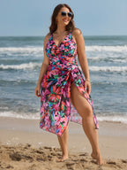 Tropical Escape Print Sarong One-Piece Swimsuit