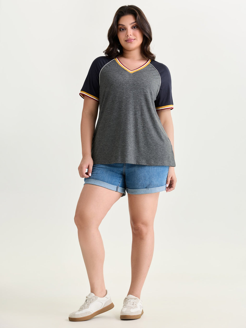 Supersoft Color Contrast Raglan Sleeve T-Shirt